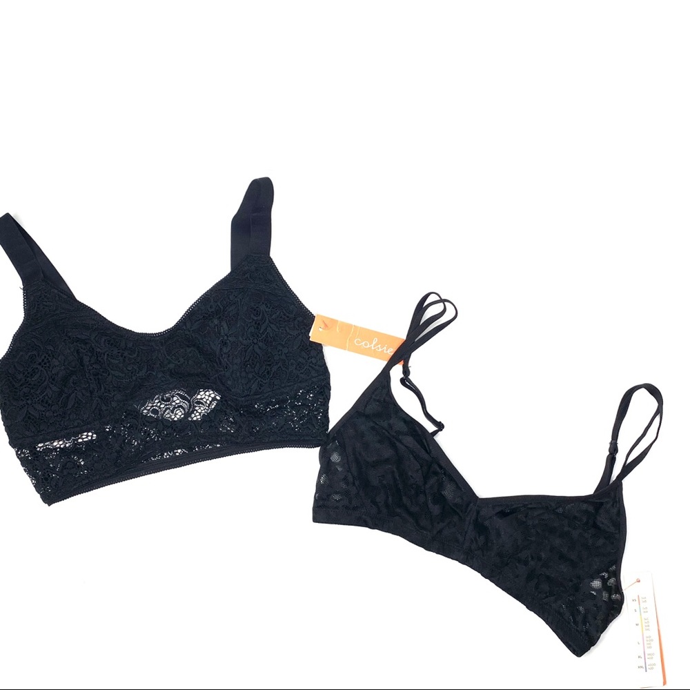 Cosi lace bralets set of 2 XS black